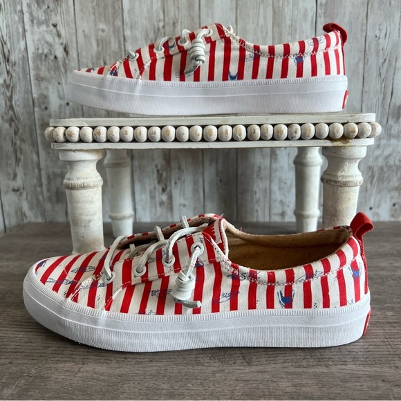 Sperry Womens Jaws Red Striped Shoes Size 6 - Picture 2 of 6